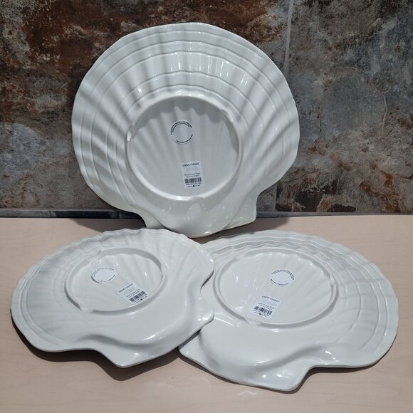 Linens N Things Clam Shell Dinner Salad Plates Cream Yellow Set of 3 - Picture 7 of 10